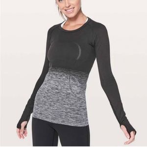 Lululemon Athletica Black/Gray Ombré Swift Tech Long Sleeve 2.0 Top. Size 8